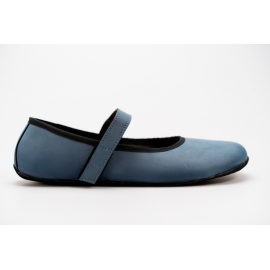 Ahinsa Shoes Ananda Bare - Balerínka Modrý nubuk
