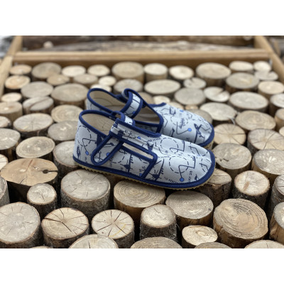 Beda Barefoot bačkory s páskem - šedá letadla