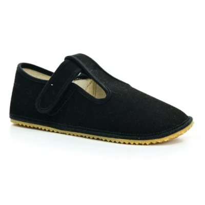Beda Barefoot bačkory s páskem PLAYFUL - Just Black