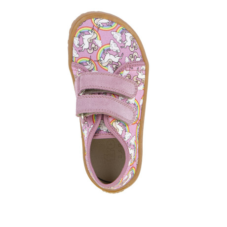 Froddo Barefoot Tenisky Canvas textilní - White/Pink Jednorožec
